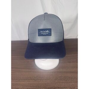 TravisMathew 110 Flexfit Tech Trucker Hat Gray Navy Snapback Cap Yupoong